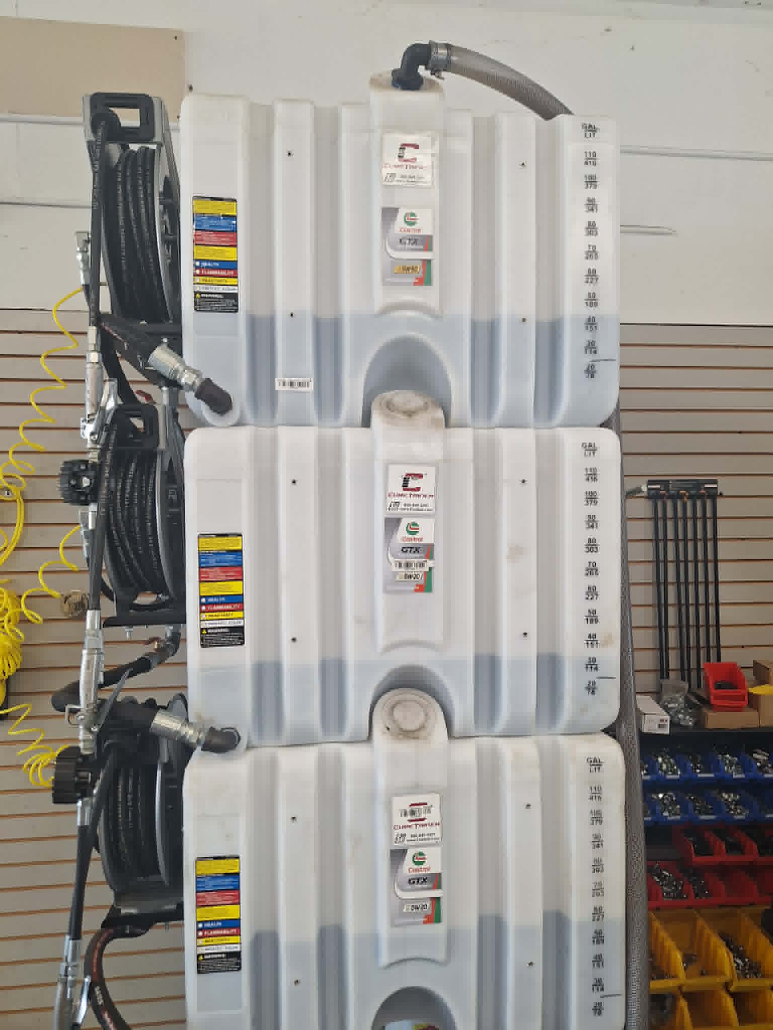 Castrol bulk oil storage system at Quality Auto Repair