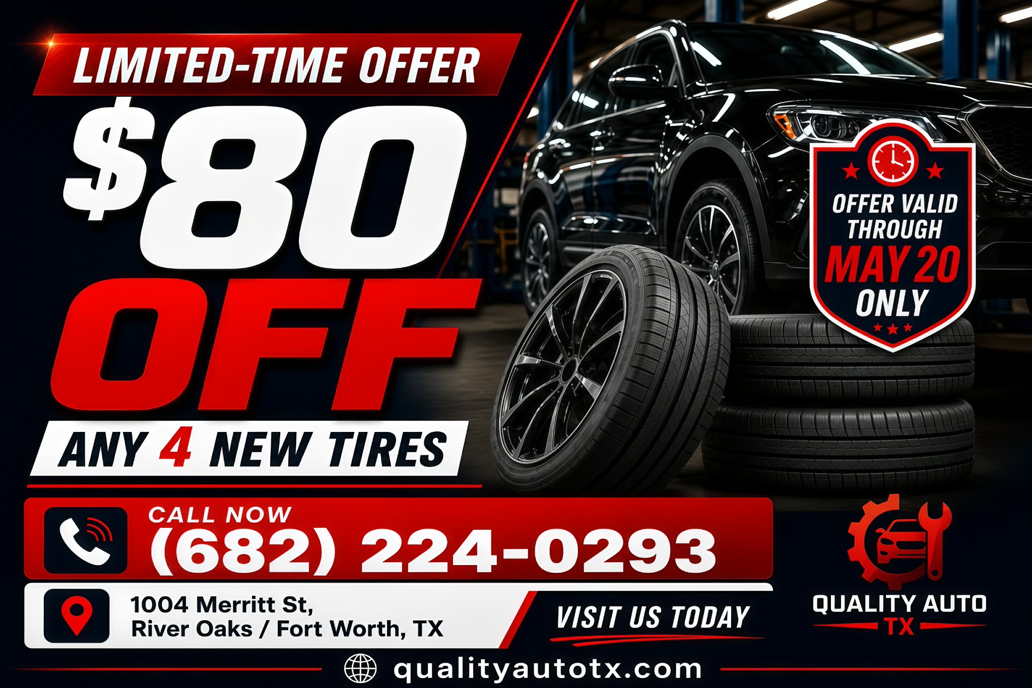 $80 off any 4 new tires limited-time offer