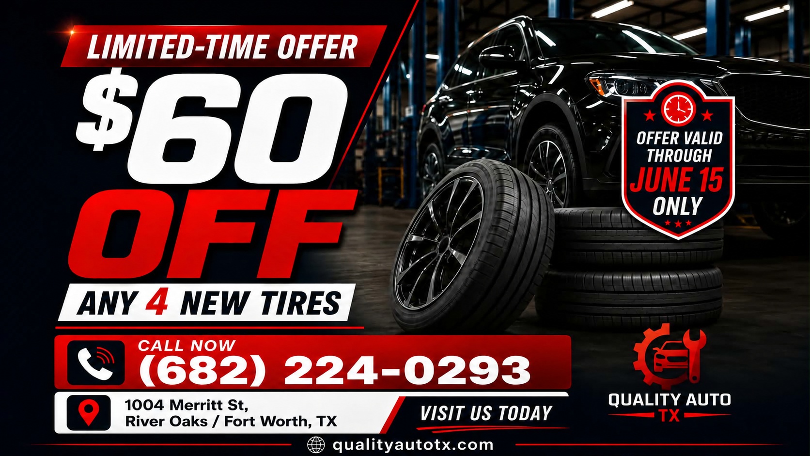 $60 off any 4 new tires limited-time offer