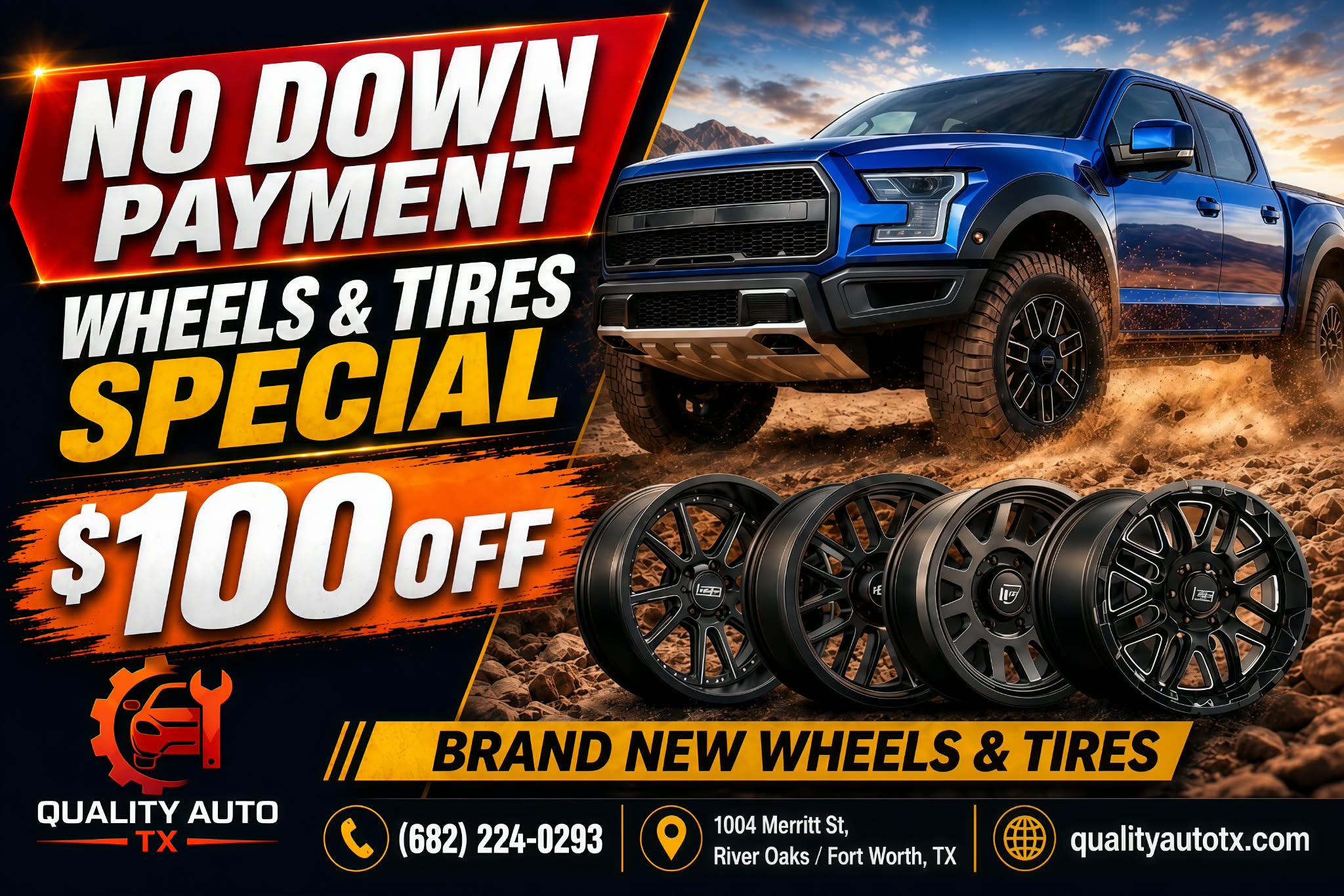 $100 off brand new wheels and tires special