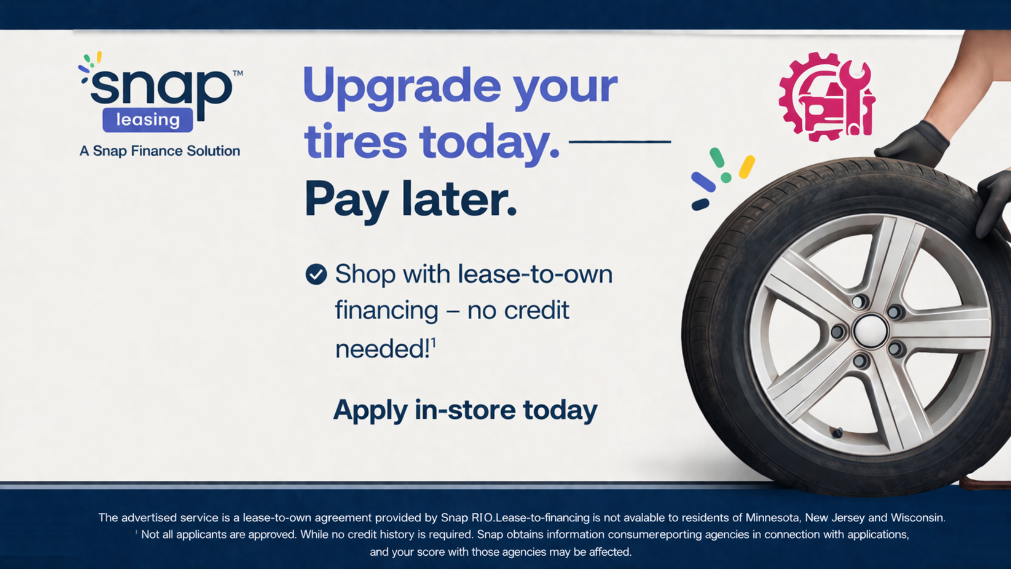 Snap leasing financing banner for Quality Auto Repair